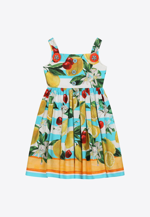Dolce & Gabbana Kids Girls Lemon and Cherry Print Dress L53DT7 G7L8Z H35AL Multicolor