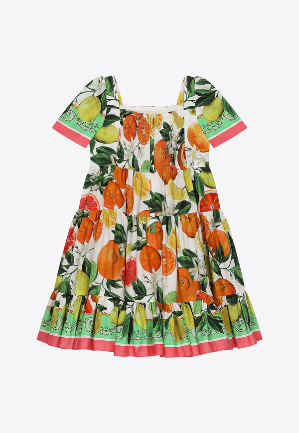 Dolce & Gabbana Kids Girls Lemon and Cherry Print Dress L53DT8 G7L9A HV5AN Multicolor