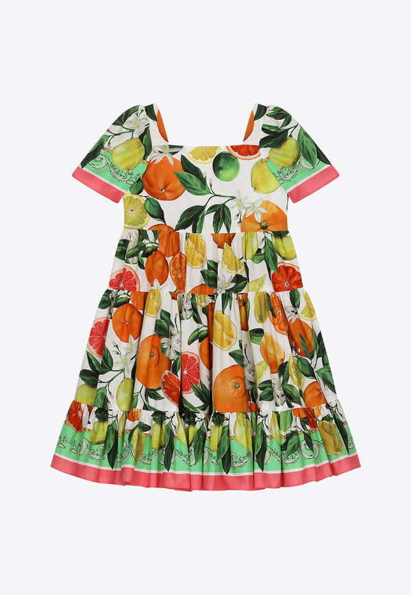 Dolce & Gabbana Kids Girls Lemon and Cherry Print Dress L53DT8 G7L9A HV5AN Multicolor