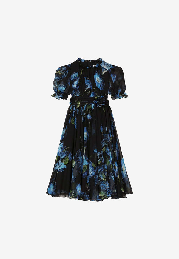 Dolce & Gabbana Kids Girls Bluebell Print Silk Dress L53DU7 IS1TK HN4YH