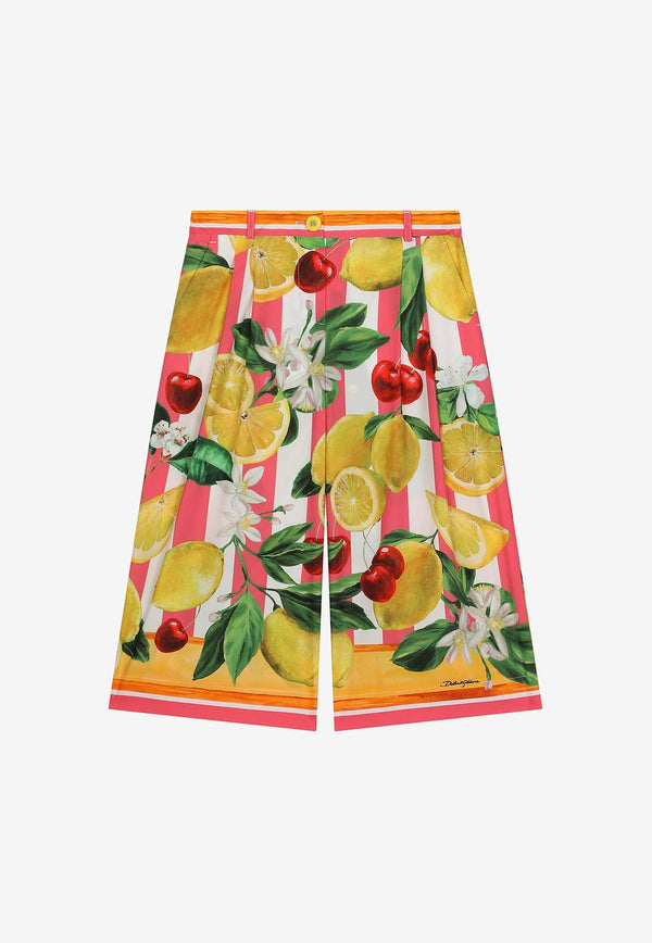 Dolce & Gabbana Kids Girls Lemon and Cherry Print Pants L53P31 G7L8S H25AL Multicolor