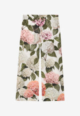 Dolce & Gabbana Kids Girls Hydrangea Print Oversized Pants Multicolor L53P50 HS5T6 HA5XG