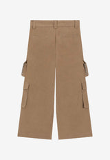 Dolce & Gabbana Kids Girls Waxed Faille Cargo Pants Beige L53P58 HUMS8 M0160