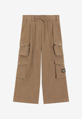 Dolce & Gabbana Kids Girls Waxed Faille Cargo Pants Beige L53P58 HUMS8 M0160