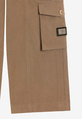 Dolce & Gabbana Kids Girls Waxed Faille Cargo Pants Beige L53P58 HUMS8 M0160