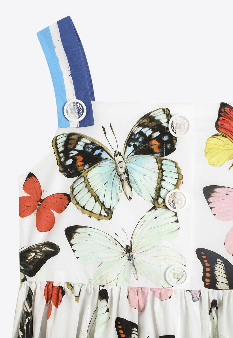 Dolce & Gabbana Kids Girls Butterfly Print Poplin Dress Multicolor L54DE4 FI5KS HB5KB