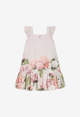 Dolce & Gabbana Kids Girls Hydrangea Print Striped Dress Multicolor L54DN6 FI5NR HA5XG