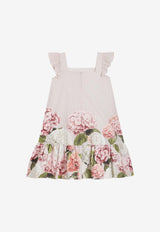 Dolce & Gabbana Kids Girls Hydrangea Print Striped Dress Multicolor L54DN6 FI5NR HA5XG