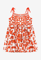 Dolce & Gabbana Kids Girls Majolica Print Poplin Dress Multicolor L54DN8 G7P4N IR5DQ