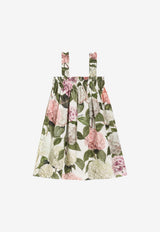 Dolce & Gabbana Kids Girls Hydrangea Print Shirred Dress Multicolor L54DN9 HS5T6 HA5XG