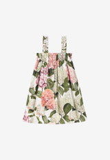 Dolce & Gabbana Kids Girls Hydrangea Print Shirred Dress Multicolor L54DN9 HS5T6 HA5XG