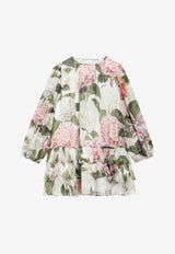 Dolce & Gabbana Kids Girls Hydrangea Print Chiffon Dress Multicolor L54DO7 IS10B HA5XG
