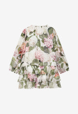 Dolce & Gabbana Kids Girls Hydrangea Print Chiffon Dress Multicolor L54DO7 IS10B HA5XG