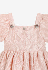 Dolce & Gabbana Kids Girls Embellished Brocade Dress Pink L54DP6 HJMQ0 S8350