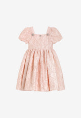 Dolce & Gabbana Kids Girls Embellished Brocade Dress Pink L54DP6 HJMQ0 S8350