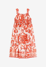 Dolce & Gabbana Kids Girls Majolica Print Chiffon Dress Multicolor L54DT8 G7P4P IO5DQ