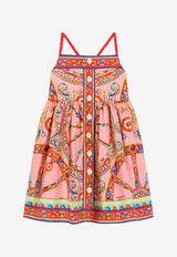 Dolce & Gabbana Kids Girls Carretto Print Poplin Dress Multicolor L54DV3 FI5O1 HF6CK