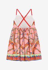 Dolce & Gabbana Kids Girls Carretto Print Poplin Dress Multicolor L54DV3 FI5O1 HF6CK