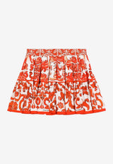 Dolce & Gabbana Kids Girls Majolica Print Pleated Skirt Multicolor L54I49 G7P4N IO5DQ