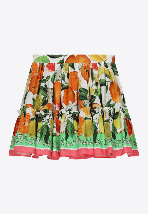 Dolce & Gabbana Kids Girls Lemon and Orange Print Skirt L54I58 G7L9A HV5AN Multicolor