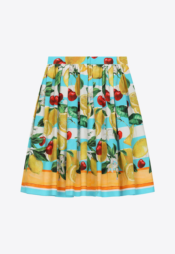 Dolce & Gabbana Kids Girls Lemon and Cherry Print Skirt L54I94 G7L8Z H35AL Multicolor