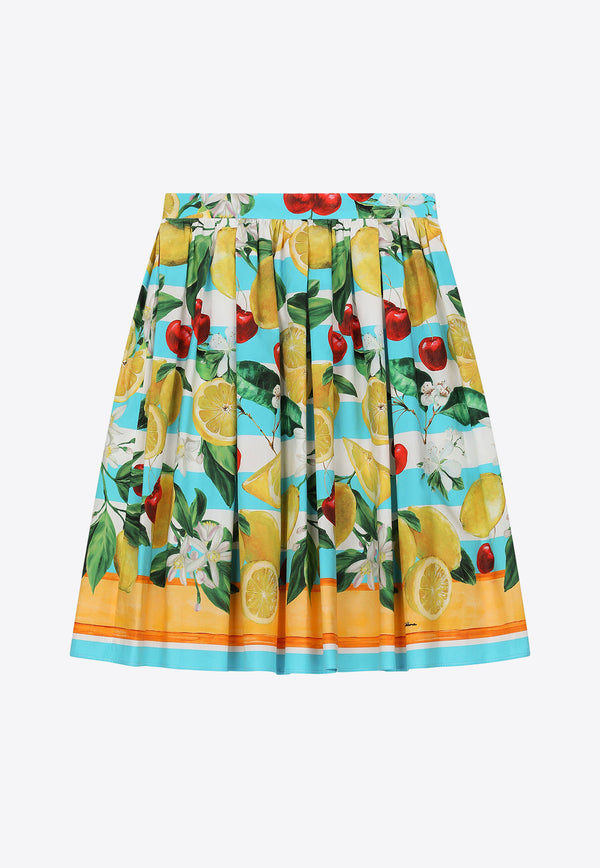 Dolce & Gabbana Kids Girls Lemon and Cherry Print Skirt L54I94 G7L8Z H35AL Multicolor