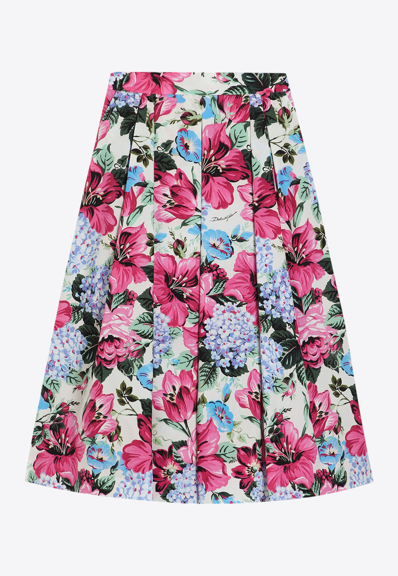 Dolce & Gabbana Kids Girls Floral Print Pleated Skirt Multicolor L55I33 HS5TP HA5MH
