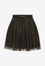 Dolce & Gabbana Kids Girls Lurex Tulle Skirt Black L55I41 HLMVT S0997