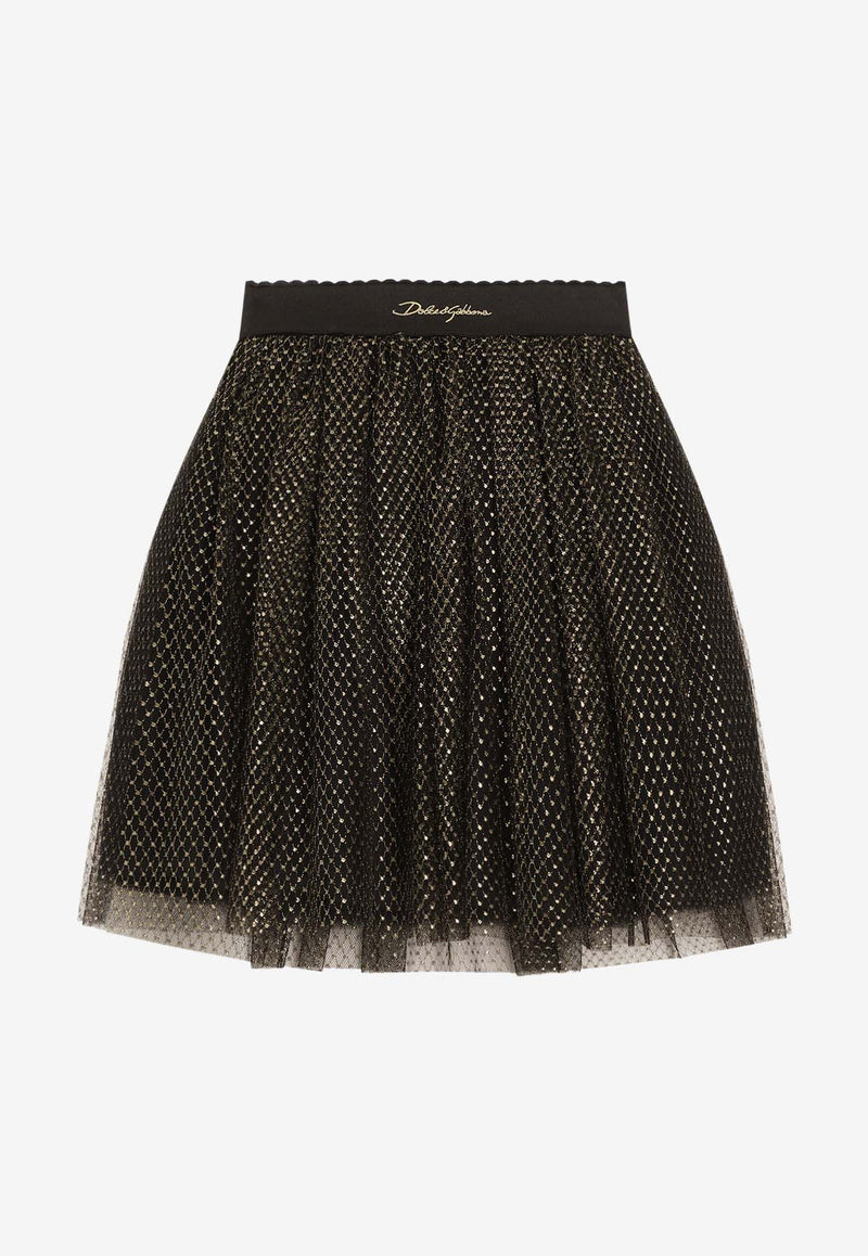 Dolce & Gabbana Kids Girls Lurex Tulle Skirt Black L55I41 HLMVT S0997