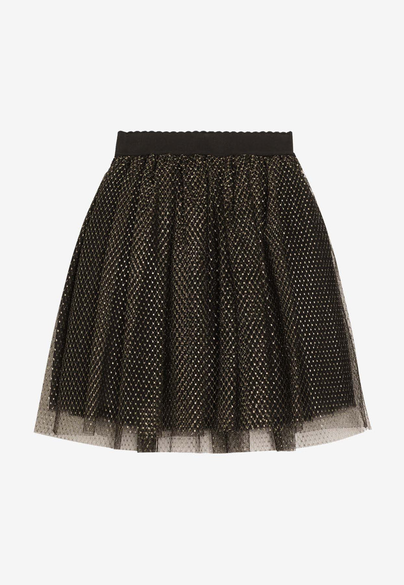 Dolce & Gabbana Kids Girls Lurex Tulle Skirt Black L55I41 HLMVT S0997
