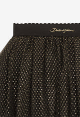 Dolce & Gabbana Kids Girls Lurex Tulle Skirt Black L55I41 HLMVT S0997