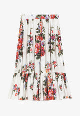 Dolce & Gabbana Kids Girls Flower Bouquet Print Maxi Skirt Multicolor L55I53 HS5UU HA5ZO