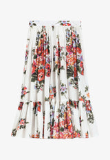 Dolce & Gabbana Kids Girls Flower Bouquet Print Maxi Skirt Multicolor L55I53 HS5UU HA5ZO