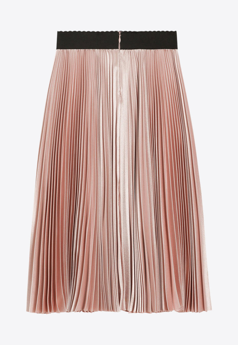 Dolce & Gabbana Kids Girls Logo Embroidered Plisse Skirt Pink L55I55 G7O3M S9000