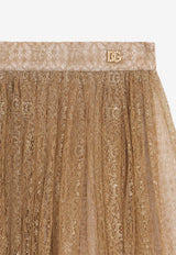 Dolce & Gabbana Kids Girls Tulle Lace Skirt Gold L55I78 G7PNC S0997