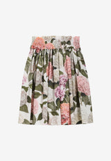 Dolce & Gabbana Kids Girls Hydrangea Print Pleated Skirt Multicolor L55I83 HS5T6 HA5XG