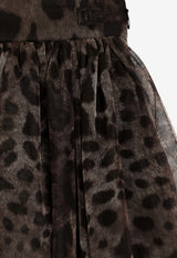 Dolce & Gabbana Kids Girls Leopard Print Tulle Skirt Brown L55I86 HSMV5 HY13M