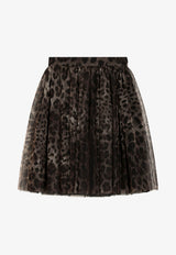 Dolce & Gabbana Kids Girls Leopard Print Tulle Skirt Brown L55I86 HSMV5 HY13M