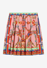 Dolce & Gabbana Kids Girls Carretto Print Pleated Skirt Multicolor L56I22 FI5O1 HF6CK