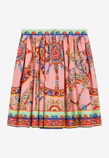 Dolce & Gabbana Kids Girls Carretto Print Pleated Skirt Multicolor L56I22 FI5O1 HF6CK