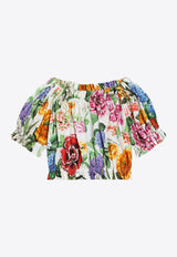 Dolce & Gabbana Kids Girls Floral Print Cropped Top Multicolor L56S24 HS5S5 HA5KU