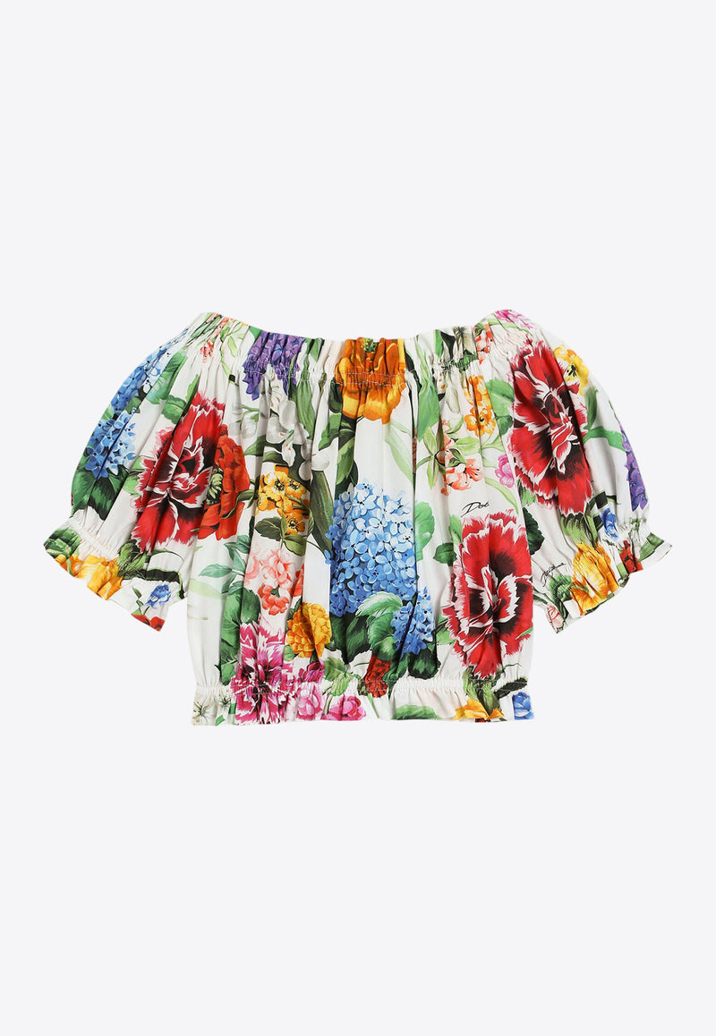 Dolce & Gabbana Kids Girls Floral Print Cropped Top Multicolor L56S24 HS5S5 HA5KU
