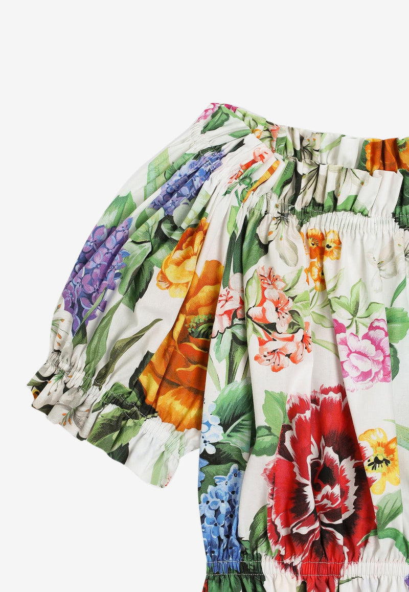 Dolce & Gabbana Kids Girls Floral Print Cropped Top Multicolor L56S24 HS5S5 HA5KU