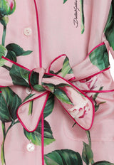 Dolce & Gabbana Kids Girls Rose Print Belted Shirt Pink L56S29 IS1X8 HF5IZ