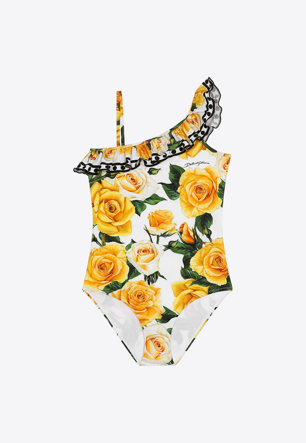 Dolce & Gabbana Kids Girls Rose Print One-Piece Swimsuit L5J838 G7K3S HA3VO Multicolor