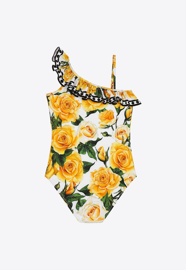 Dolce & Gabbana Kids Girls Rose Print One-Piece Swimsuit L5J838 G7K3S HA3VO Multicolor