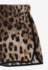 Dolce & Gabbana Kids Girls DG Logo Leopard Print Shorts Brown L5J845 ONO11 HY13M