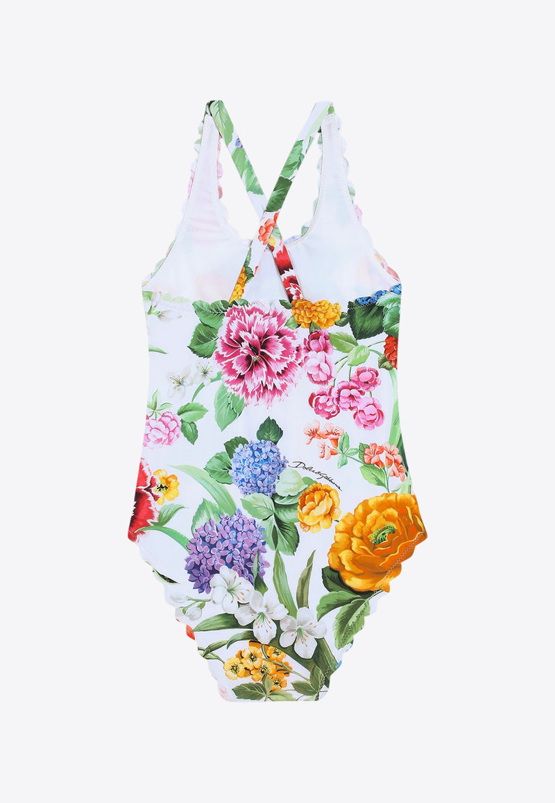 Dolce & Gabbana Kids Girls Floral Print One-Piece Swimsuit Multicolor L5J858 ON04R HA5KU