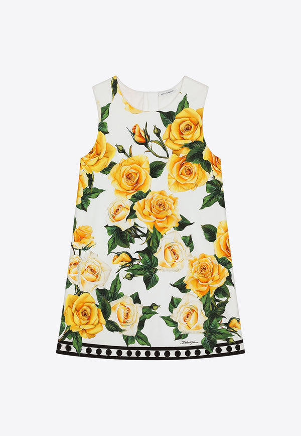 Dolce & Gabbana Kids Girls Rose Print Sleeveless Dress L5JD1N G7K6L HA3VO Multicolor