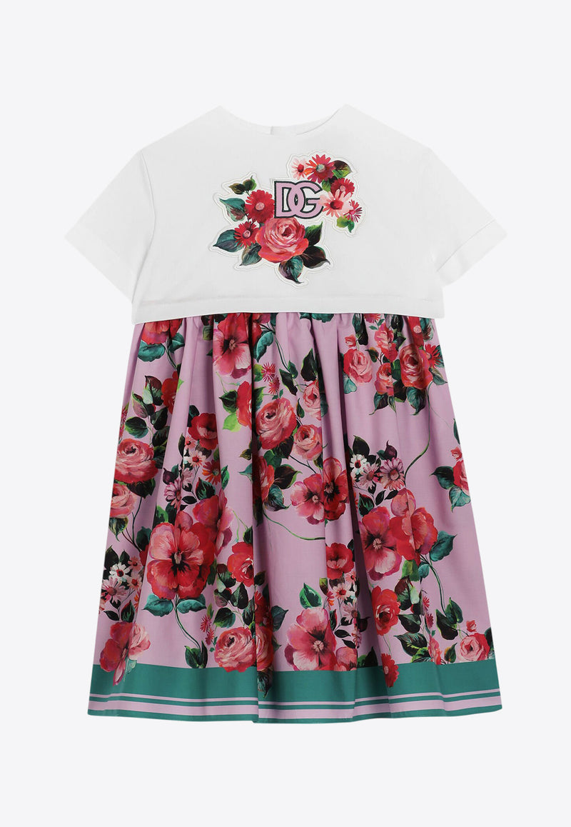 Dolce & Gabbana Kids Girls DG Logo Floral Dress Multicolor L5JD9R G7O9M S9000